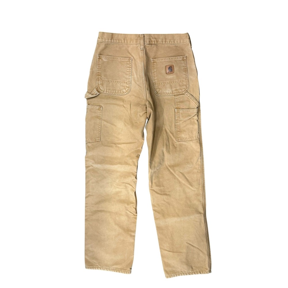 Carhartt Flannel Lined Canvas Work Pants Men 30x32 Tan Original Fit Straight Leg - Picture 8 of 14